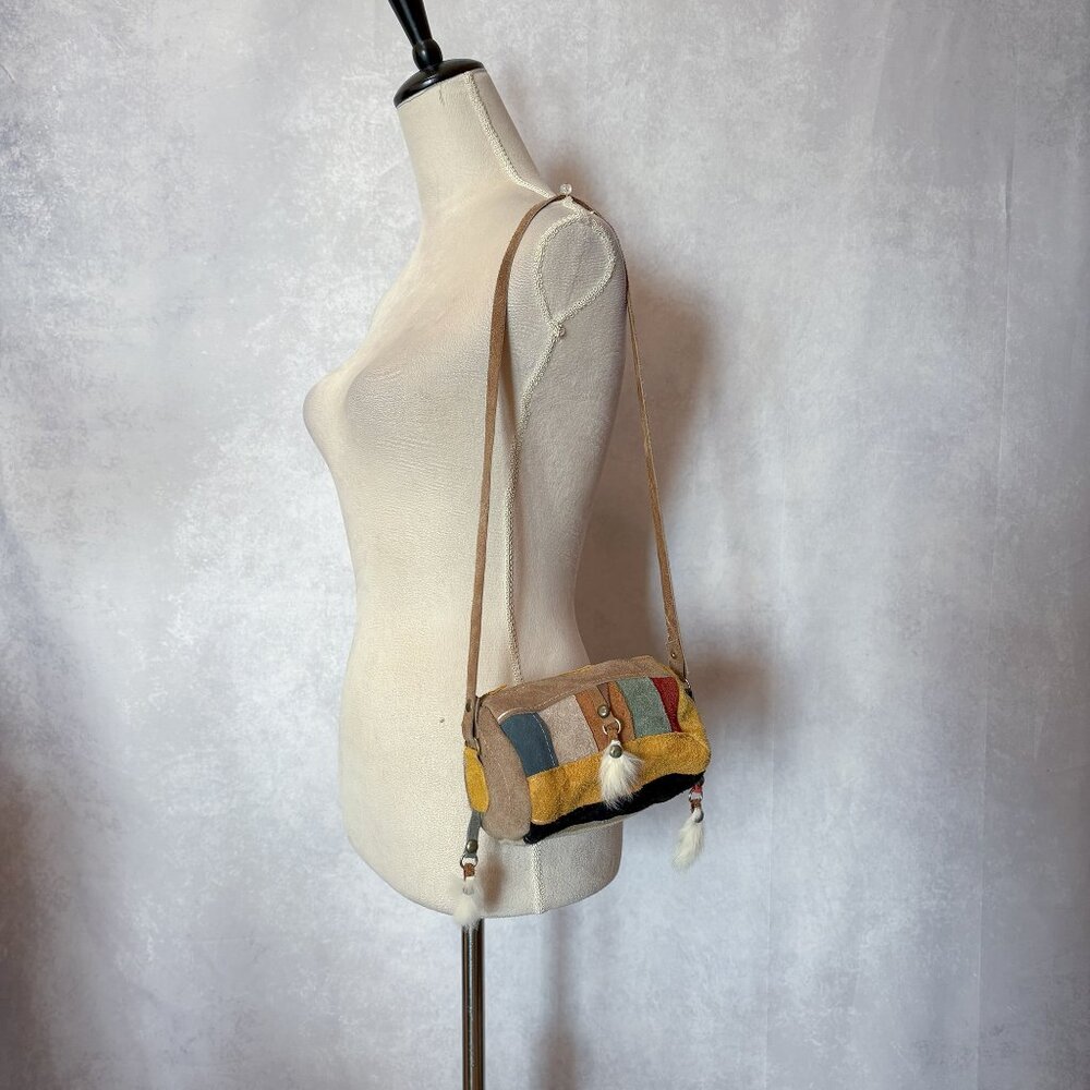 Native American Suege Leather Patchwork Purse Fur… - image 2